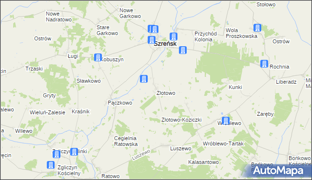 mapa Złotowo gmina Szreńsk, Złotowo gmina Szreńsk na mapie Targeo