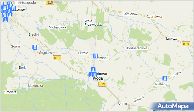 mapa Żmiarki, Żmiarki na mapie Targeo