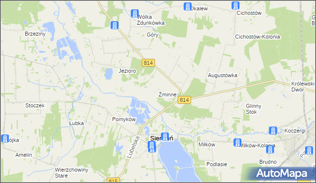 mapa Żminne, Żminne na mapie Targeo