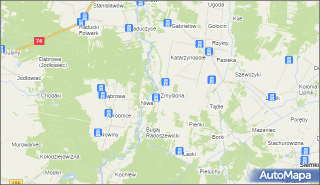 mapa Zmyślona gmina Siemkowice, Zmyślona gmina Siemkowice na mapie Targeo
