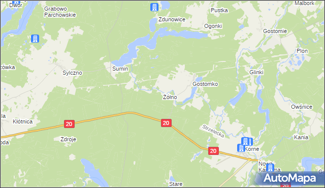 mapa Żółno, Żółno na mapie Targeo