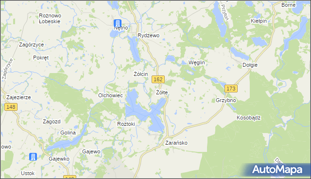 mapa Żółte, Żółte na mapie Targeo