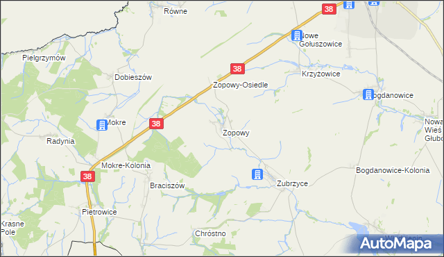mapa Zopowy, Zopowy na mapie Targeo