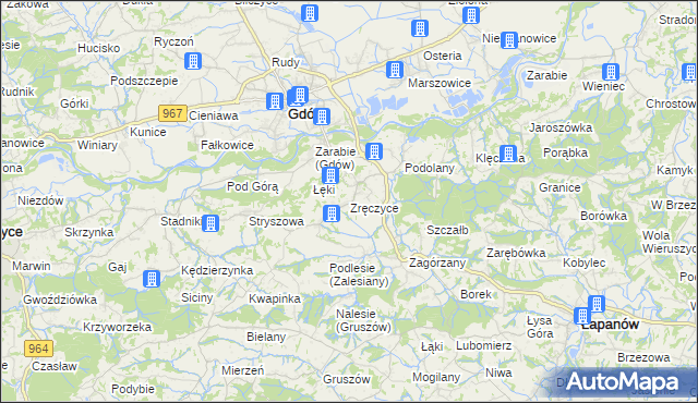 mapa Zręczyce, Zręczyce na mapie Targeo