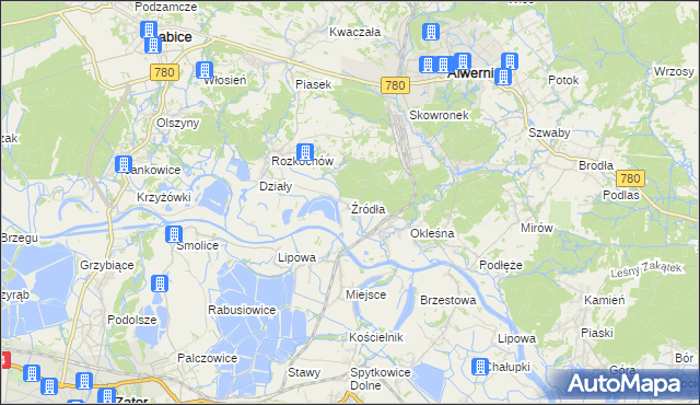 mapa Źródła gmina Alwernia, Źródła gmina Alwernia na mapie Targeo