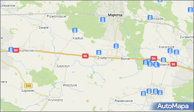 mapa Źródła gmina Miękinia, Źródła gmina Miękinia na mapie Targeo