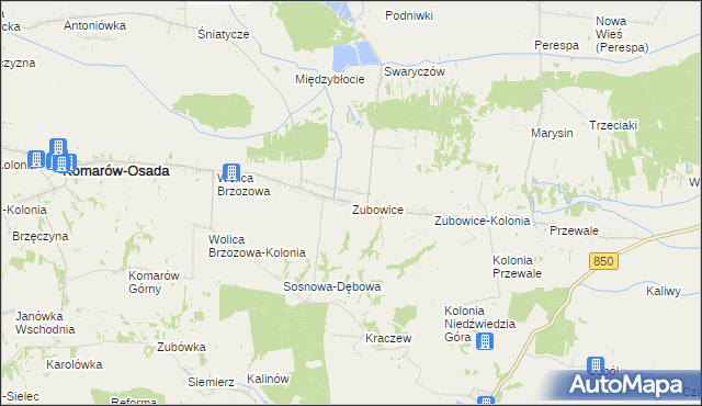 mapa Zubowice, Zubowice na mapie Targeo