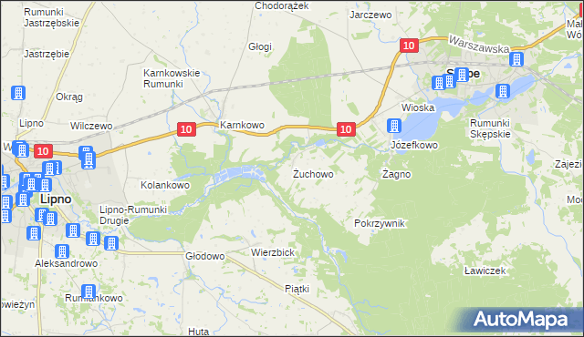 mapa Żuchowo, Żuchowo na mapie Targeo