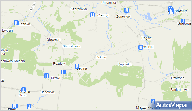 mapa Żuków gmina Miączyn, Żuków gmina Miączyn na mapie Targeo