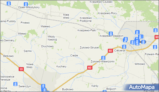 mapa Żukowo-Strusie, Żukowo-Strusie na mapie Targeo