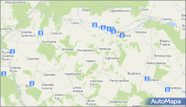 mapa Żurawiec gmina Adamów, Żurawiec gmina Adamów na mapie Targeo