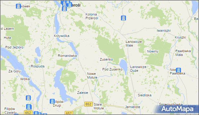mapa Zusenko, Zusenko na mapie Targeo