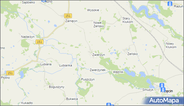 mapa Zwierzyn gmina Choszczno, Zwierzyn gmina Choszczno na mapie Targeo