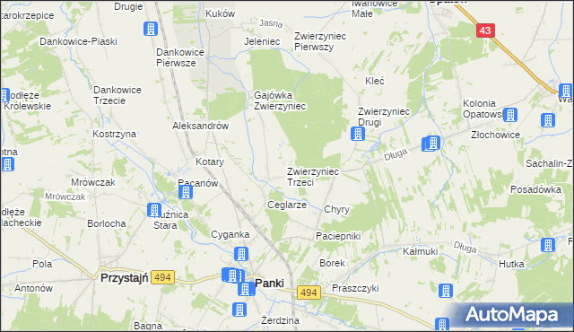 mapa Zwierzyniec Trzeci, Zwierzyniec Trzeci na mapie Targeo