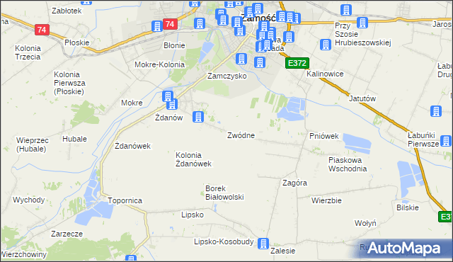 mapa Zwódne, Zwódne na mapie Targeo