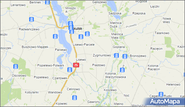 mapa Zygmuntowo gmina Skulsk, Zygmuntowo gmina Skulsk na mapie Targeo