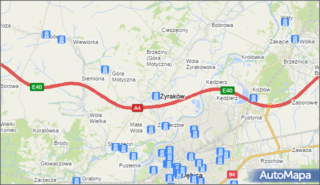 mapa Żyraków, Żyraków na mapie Targeo