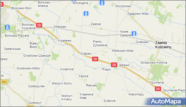 mapa Żytowo gmina Zawidz, Żytowo gmina Zawidz na mapie Targeo