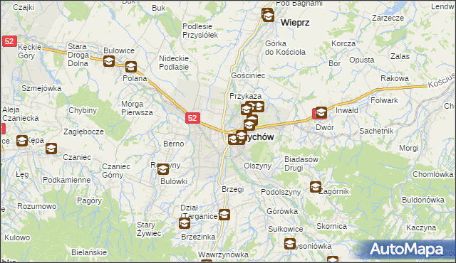 mapa Andrychów, Andrychów na mapie Targeo