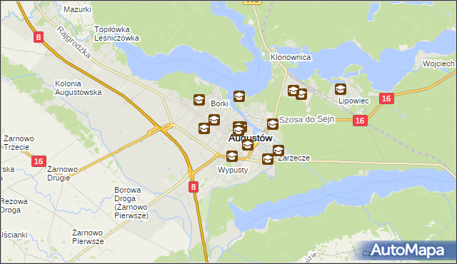 mapa Augustów, Augustów na mapie Targeo