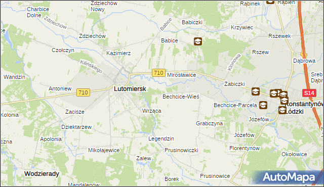 mapa Bechcice-Wieś, Bechcice-Wieś na mapie Targeo