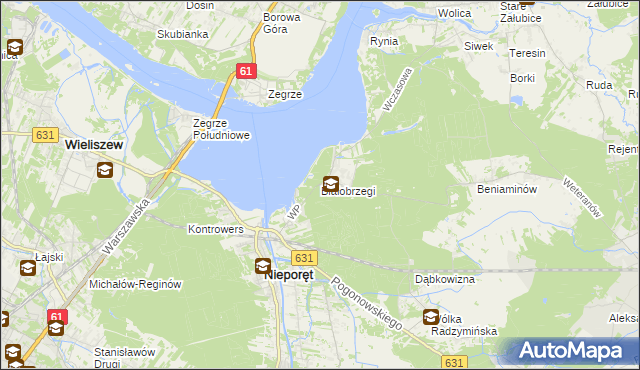 mapa Białobrzegi gmina Nieporęt, Białobrzegi gmina Nieporęt na mapie Targeo