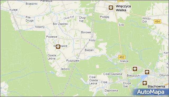 mapa Bieżeń, Bieżeń na mapie Targeo