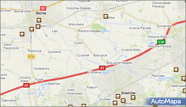 mapa Biskupice gmina Brwinów, Biskupice gmina Brwinów na mapie Targeo