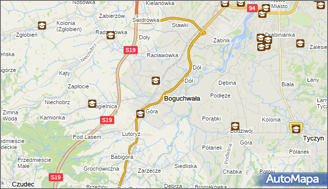 mapa Boguchwała powiat rzeszowski, Boguchwała powiat rzeszowski na mapie Targeo