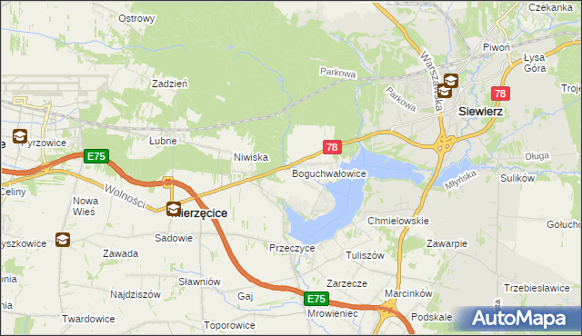mapa Boguchwałowice, Boguchwałowice na mapie Targeo