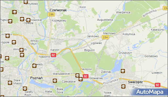 mapa Bogucin gmina Swarzędz, Bogucin gmina Swarzędz na mapie Targeo