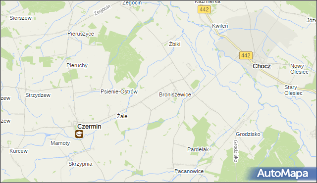 mapa Broniszewice, Broniszewice na mapie Targeo