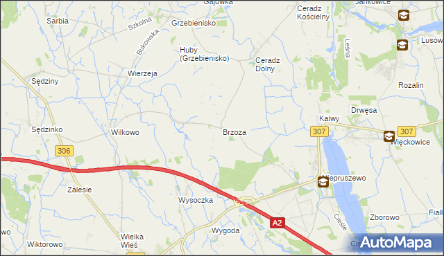 mapa Brzoza gmina Duszniki, Brzoza gmina Duszniki na mapie Targeo