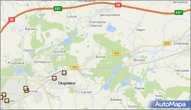 mapa Byków, Byków na mapie Targeo