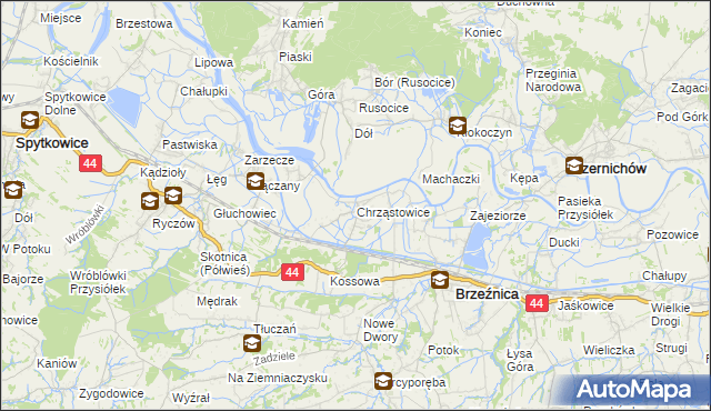 mapa Chrząstowice gmina Brzeźnica, Chrząstowice gmina Brzeźnica na mapie Targeo