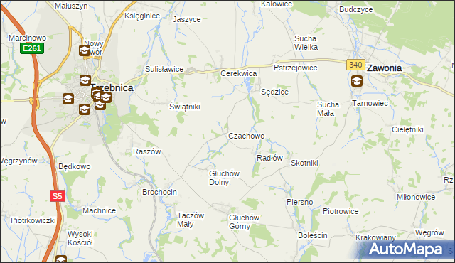 mapa Czachowo gmina Zawonia, Czachowo gmina Zawonia na mapie Targeo