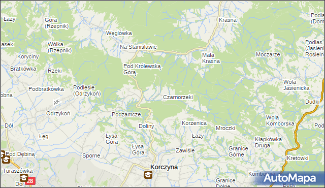 mapa Czarnorzeki, Czarnorzeki na mapie Targeo