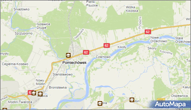 mapa Czarnowo gmina Pomiechówek, Czarnowo gmina Pomiechówek na mapie Targeo