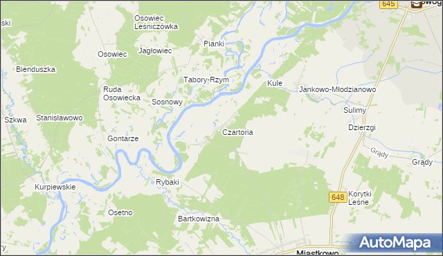 mapa Czartoria gmina Miastkowo, Czartoria gmina Miastkowo na mapie Targeo