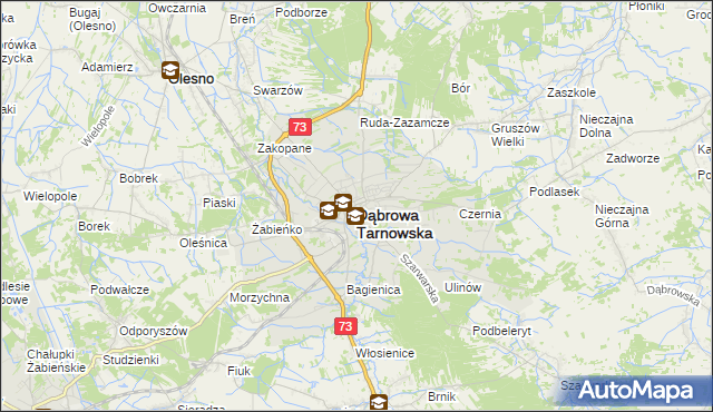 mapa Dąbrowa Tarnowska, Dąbrowa Tarnowska na mapie Targeo