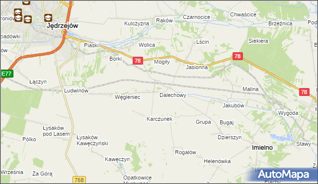 mapa Dalechowy, Dalechowy na mapie Targeo