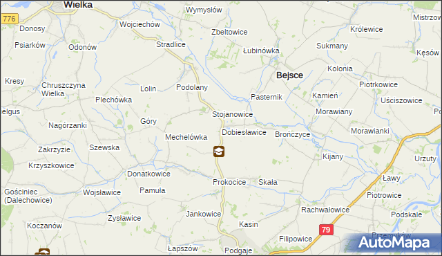 mapa Dobiesławice gmina Bejsce, Dobiesławice gmina Bejsce na mapie Targeo