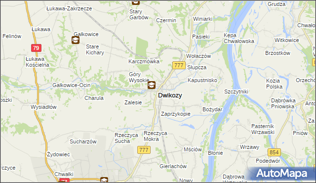 mapa Dwikozy, Dwikozy na mapie Targeo