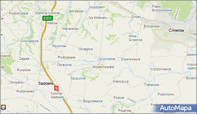 mapa Grocholice gmina Sadowie, Grocholice gmina Sadowie na mapie Targeo