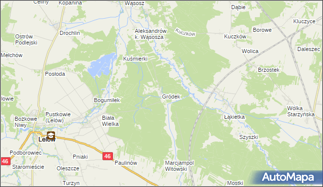 mapa Gródek gmina Lelów, Gródek gmina Lelów na mapie Targeo