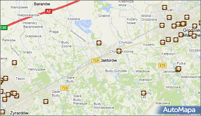 mapa Jaktorów, Jaktorów na mapie Targeo