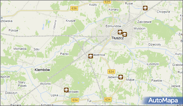 mapa Jasienica gmina Tłuszcz, Jasienica gmina Tłuszcz na mapie Targeo