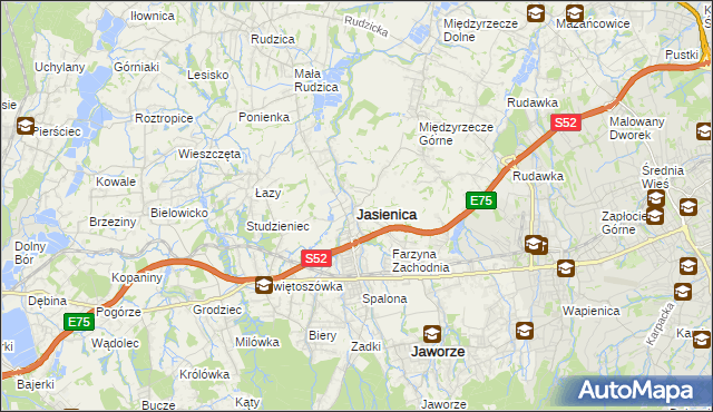 mapa Jasienica powiat bielski, Jasienica powiat bielski na mapie Targeo