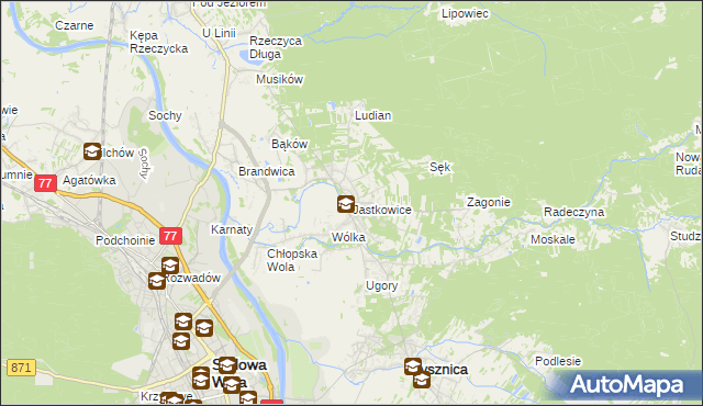 mapa Jastkowice, Jastkowice na mapie Targeo