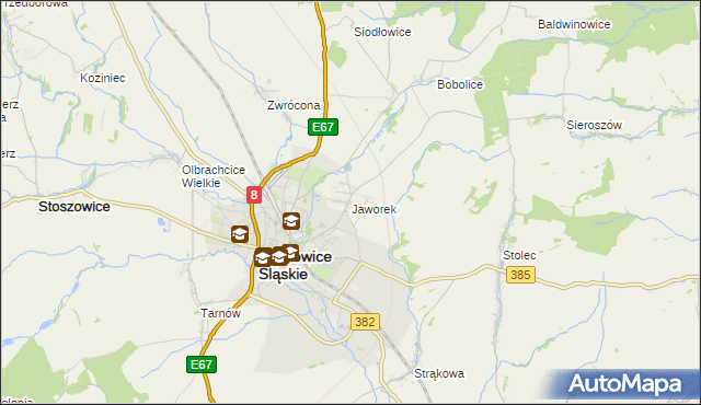 mapa Jaworek gmina Ząbkowice Śląskie, Jaworek gmina Ząbkowice Śląskie na mapie Targeo